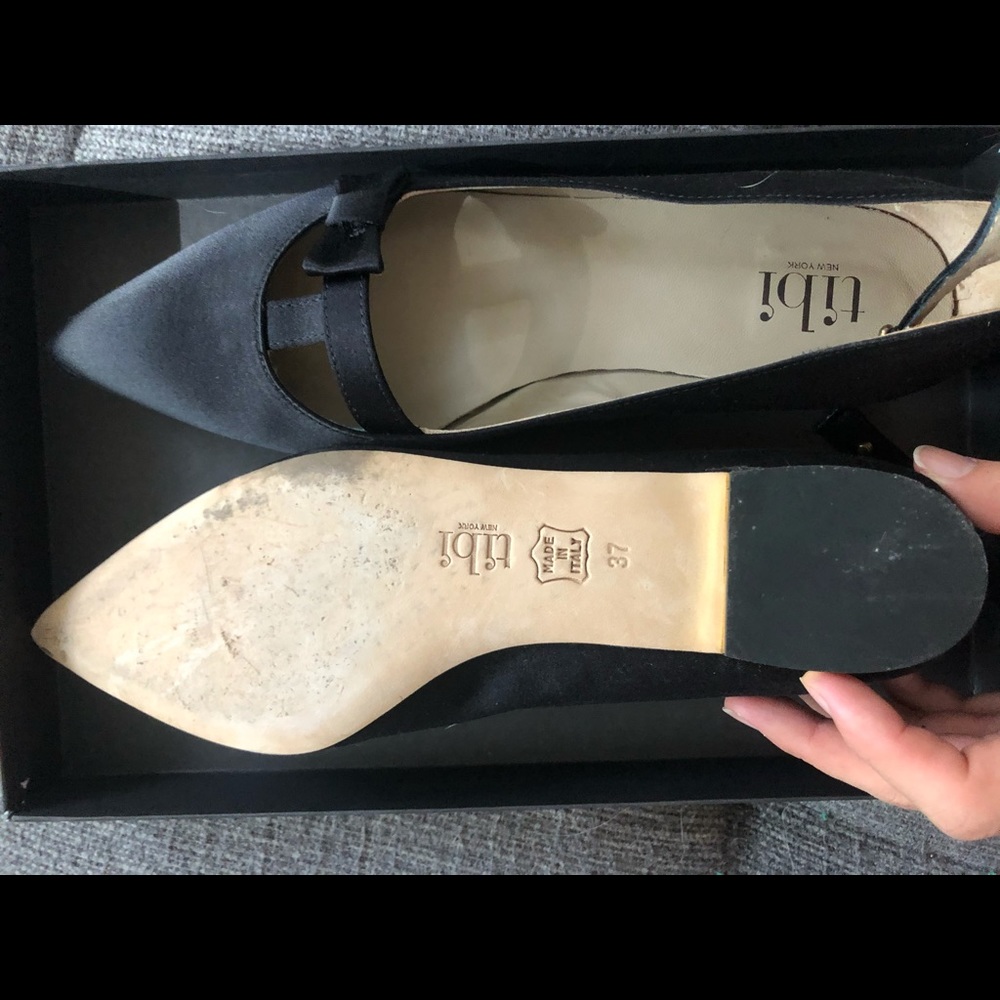 Tibi black satin flats size 37